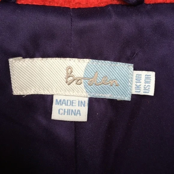 Boden red orange tweed statement blazer snap 10 - Picture 9 of 10